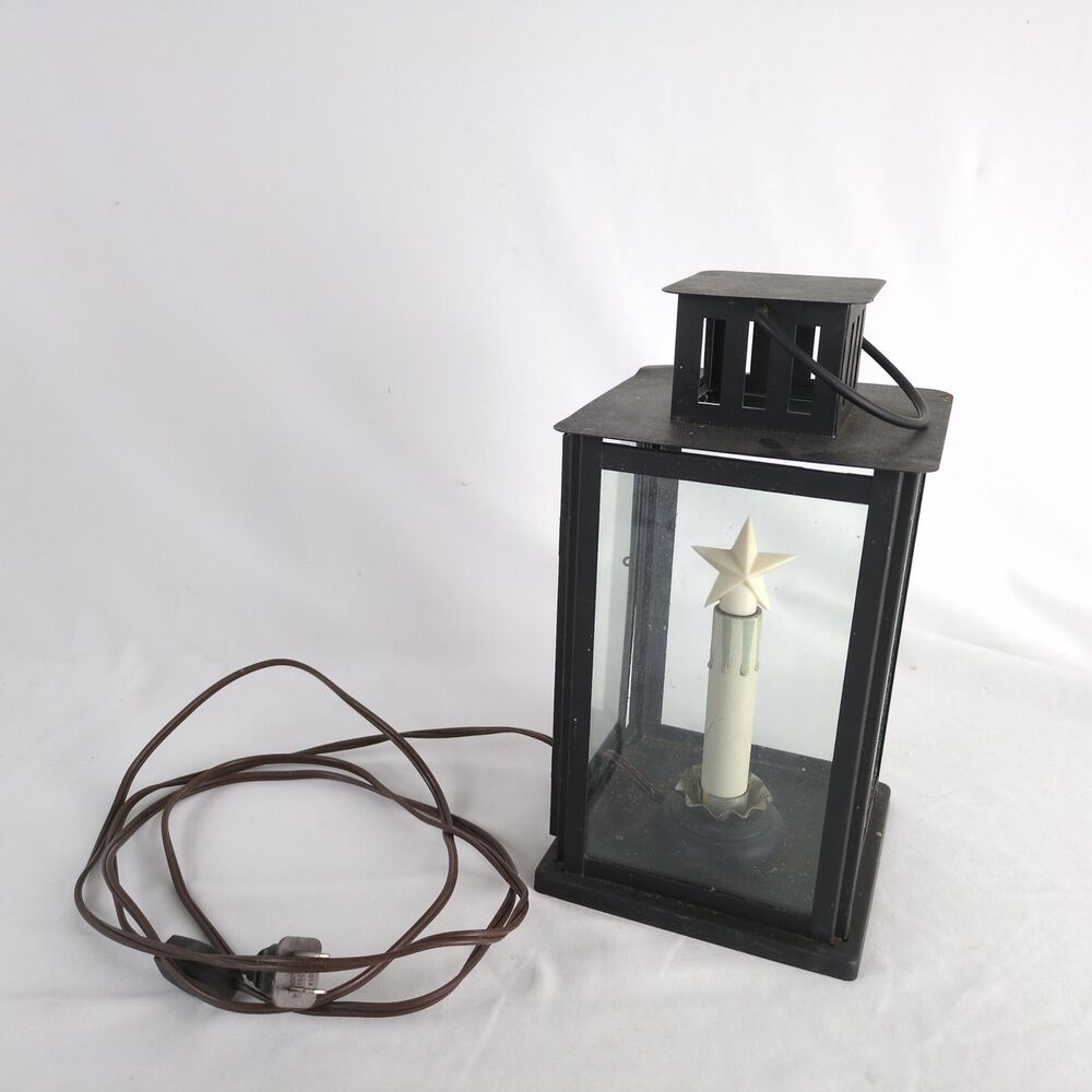 Vtg 90s-Y2K Bel Air Lighting Black‎ Metal Star Candle Lantern, Hanging or Table